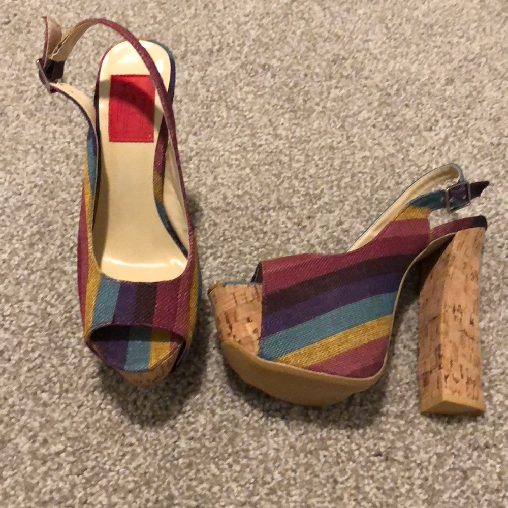 5” multi color sling back heels.. never worn